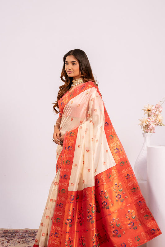 Wine Tissue Silk Woven Jari Saree