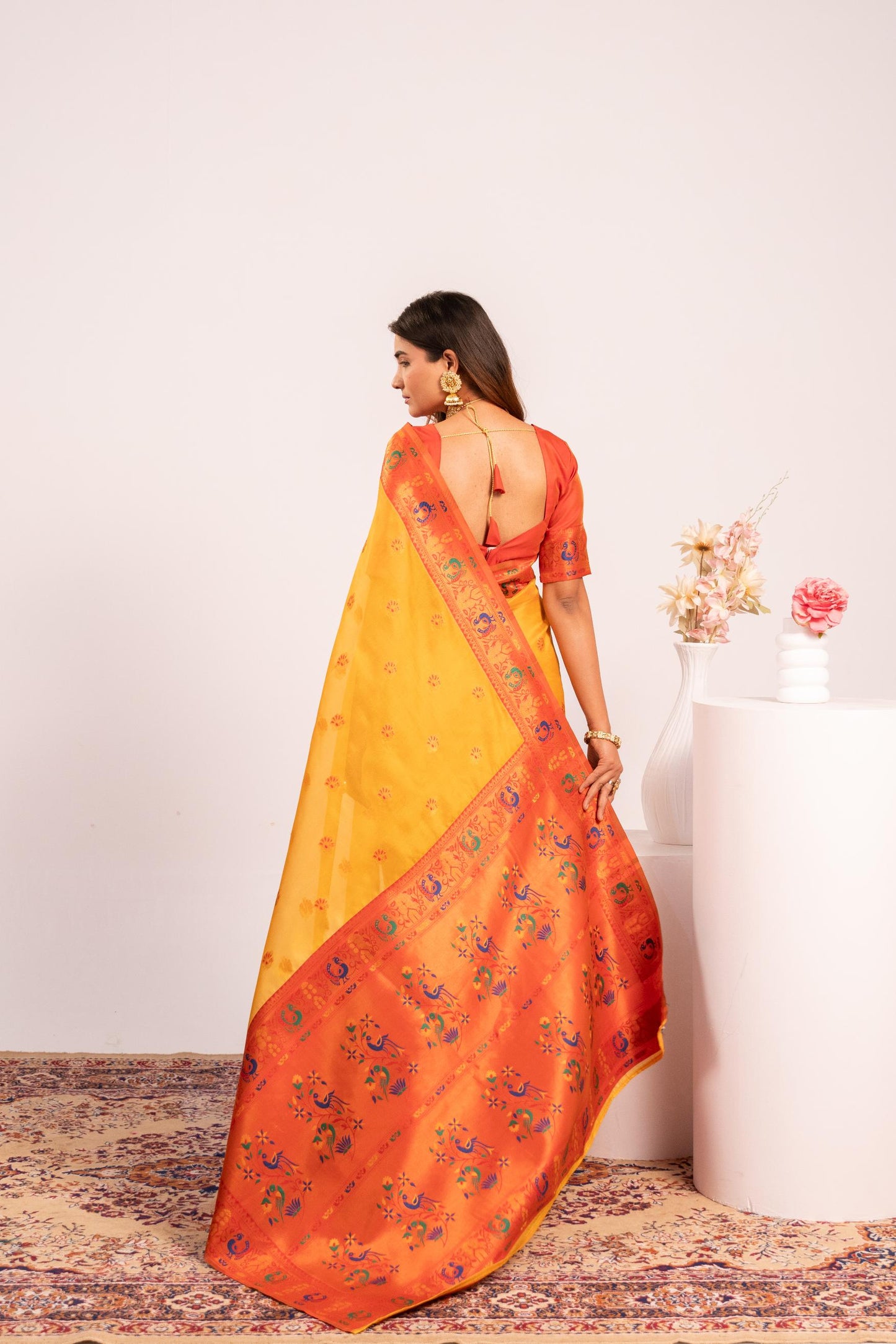 Yellow Tissue Silk Woven Jari Saree