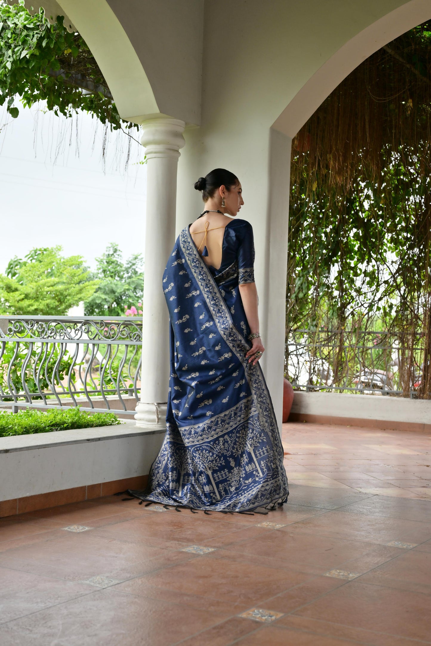 Blue Banglori Raw Silk Saree