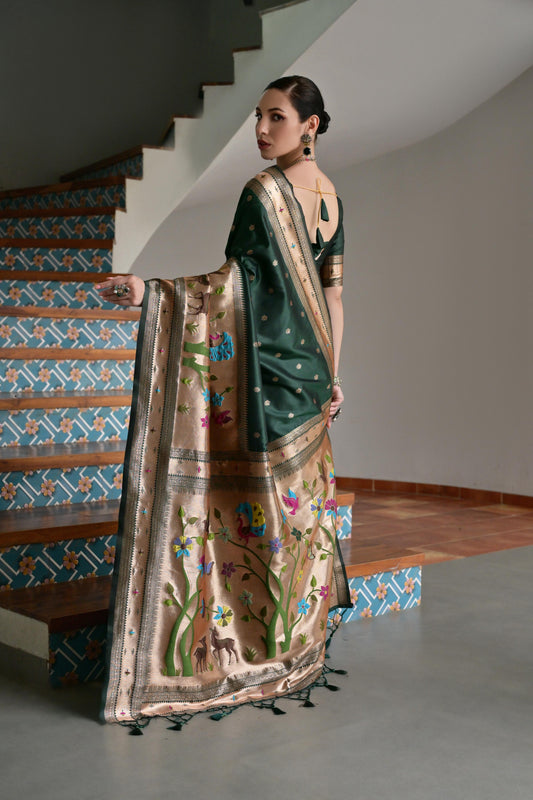 Green Banarasi Silk Saree