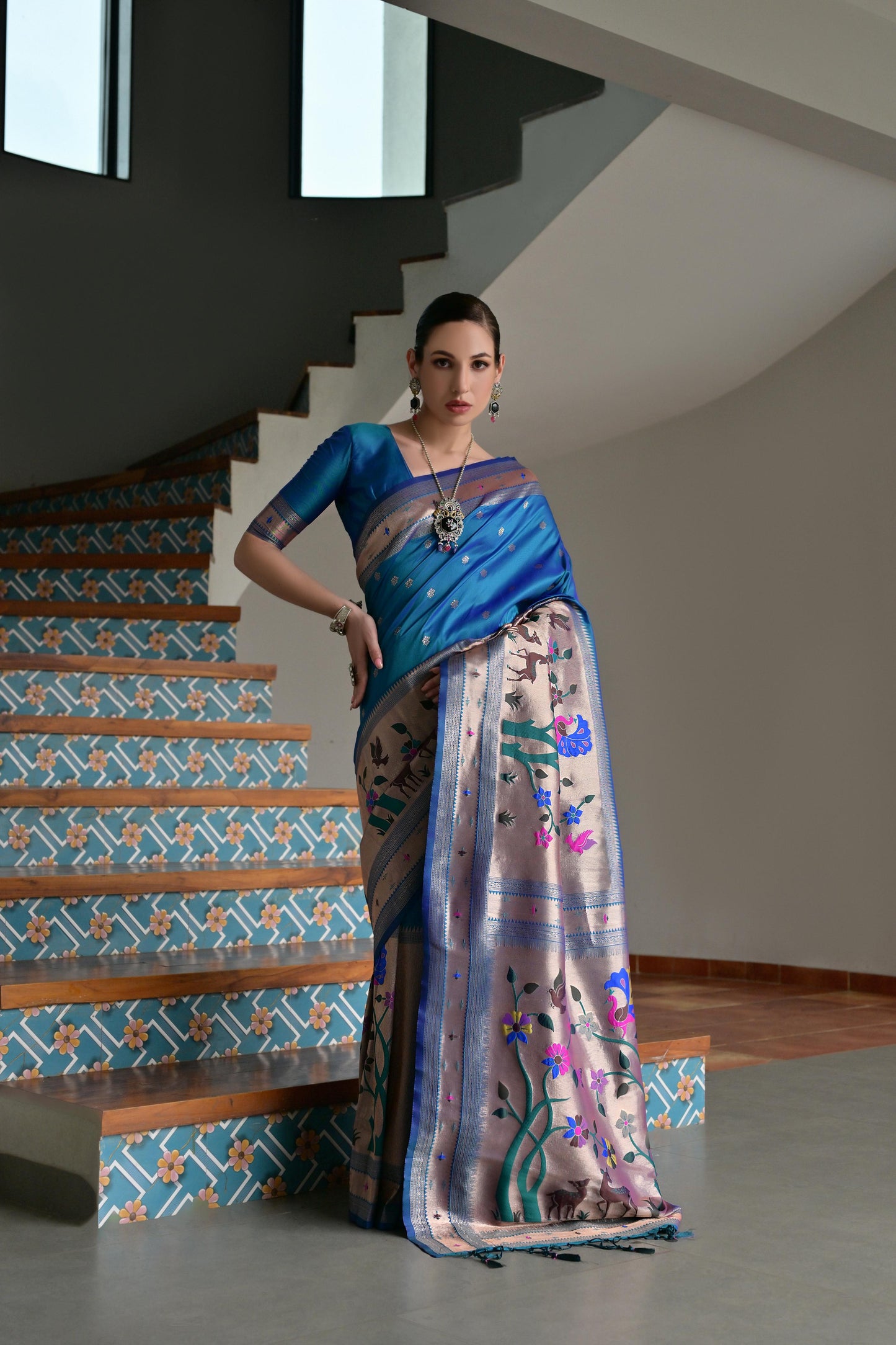 Blue Banarasi Silk Saree