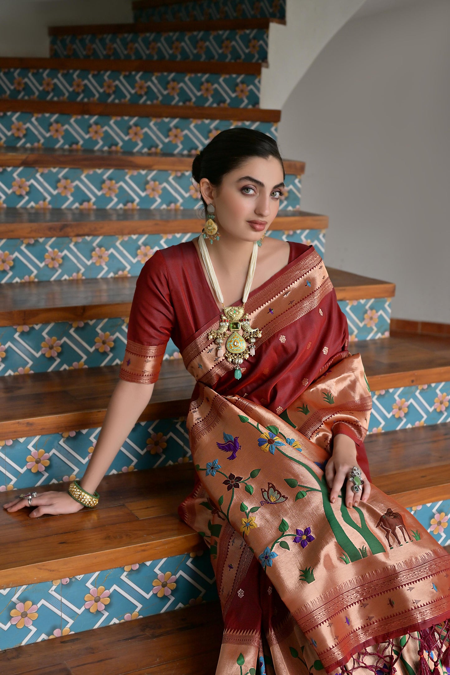 Brown Banarasi Silk Saree