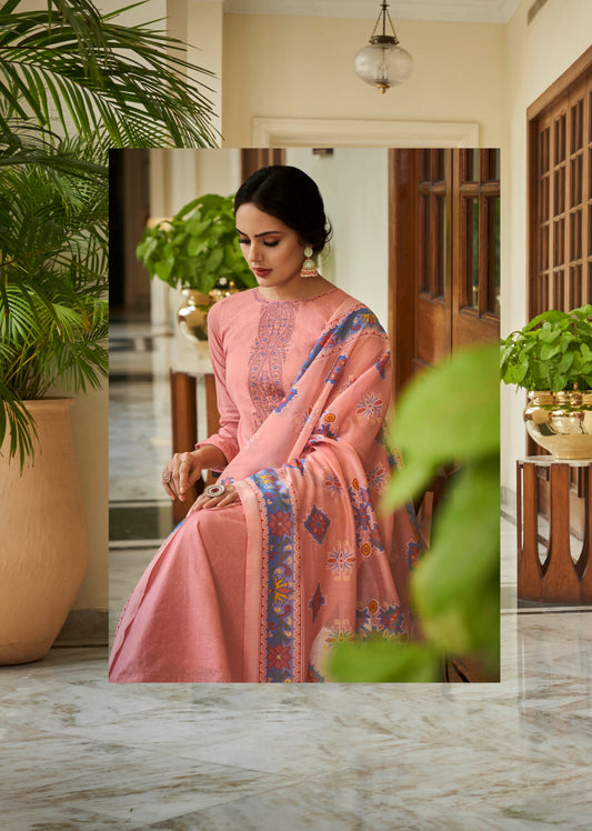 Pink Cambric Cotton Kurta Set with Dupatta