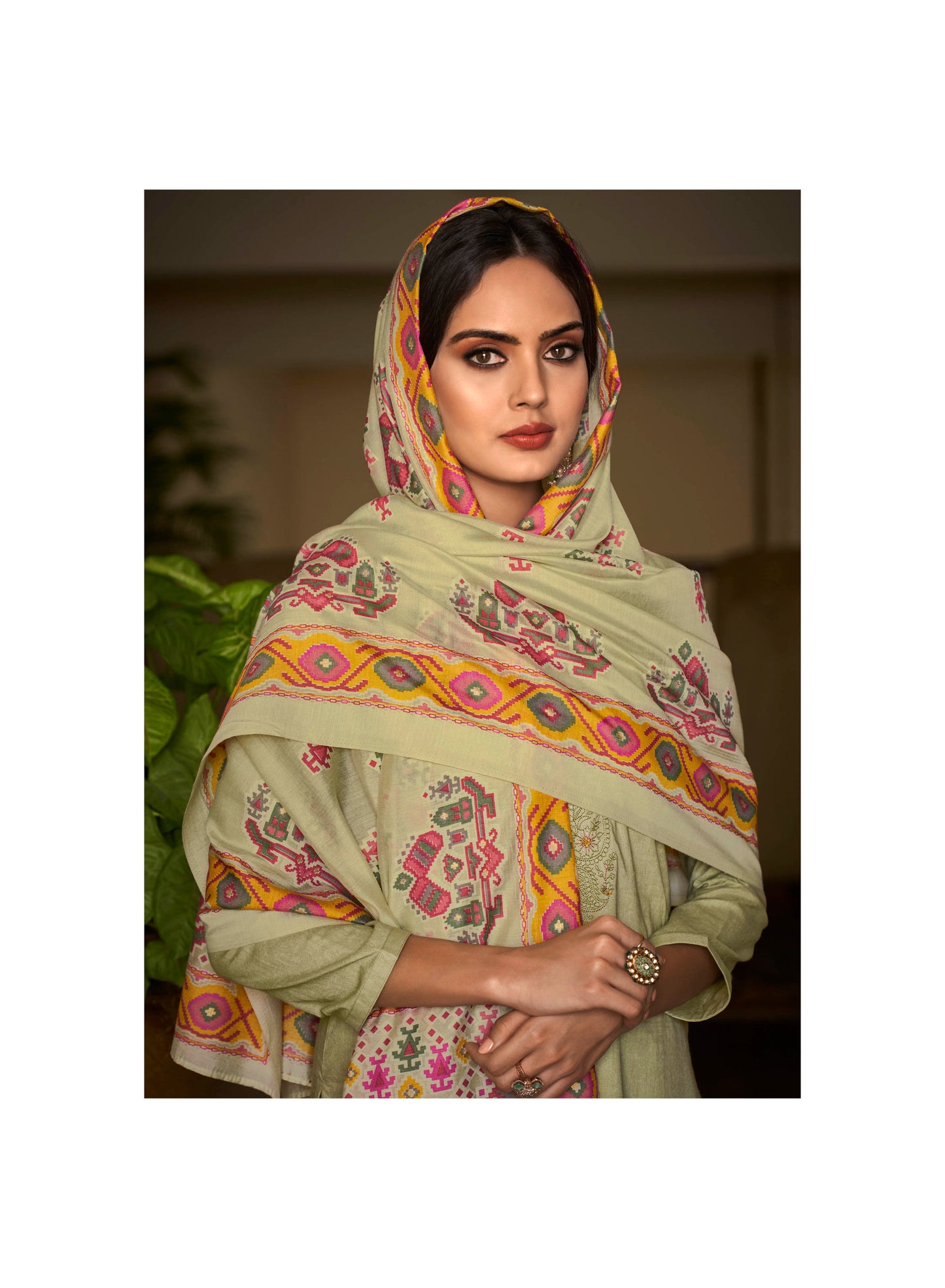 Beige Cambric Cotton Kurta Set with Dupatta