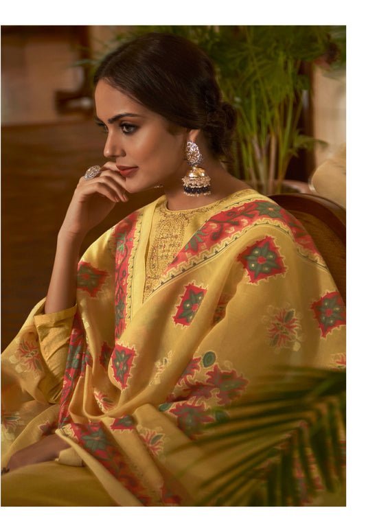 Yellow Cambric Cotton Kurta Set with Dupatta