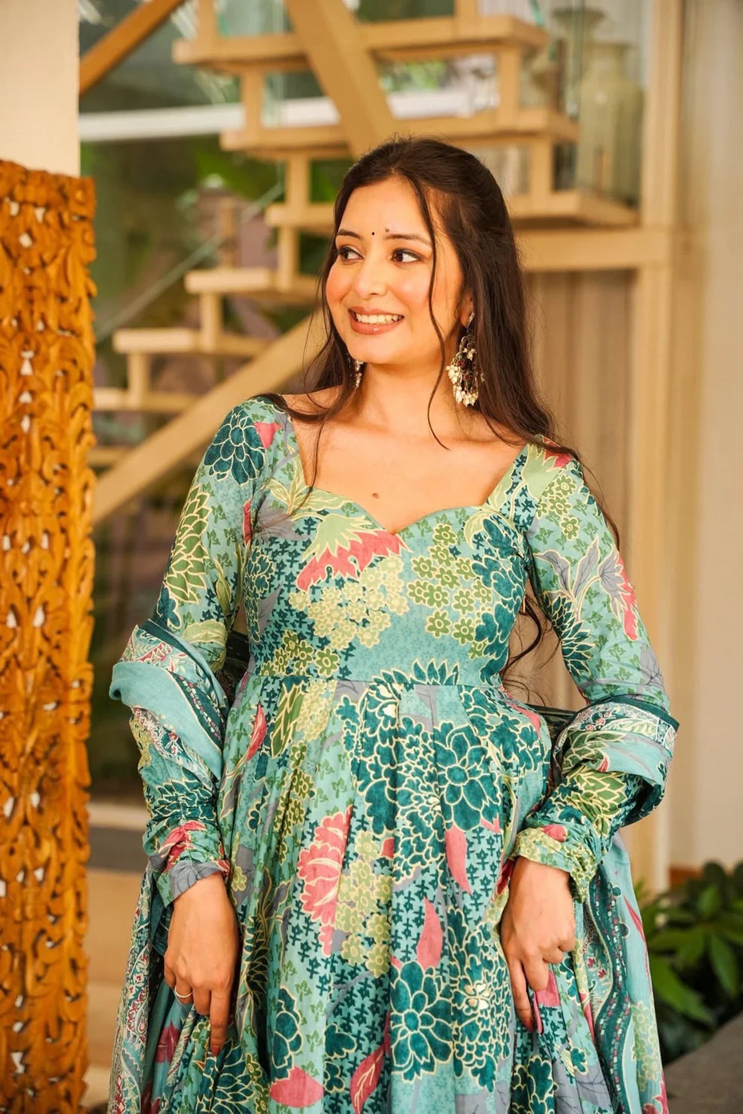 Blue Cotton Silk Suit Set with Dupatta