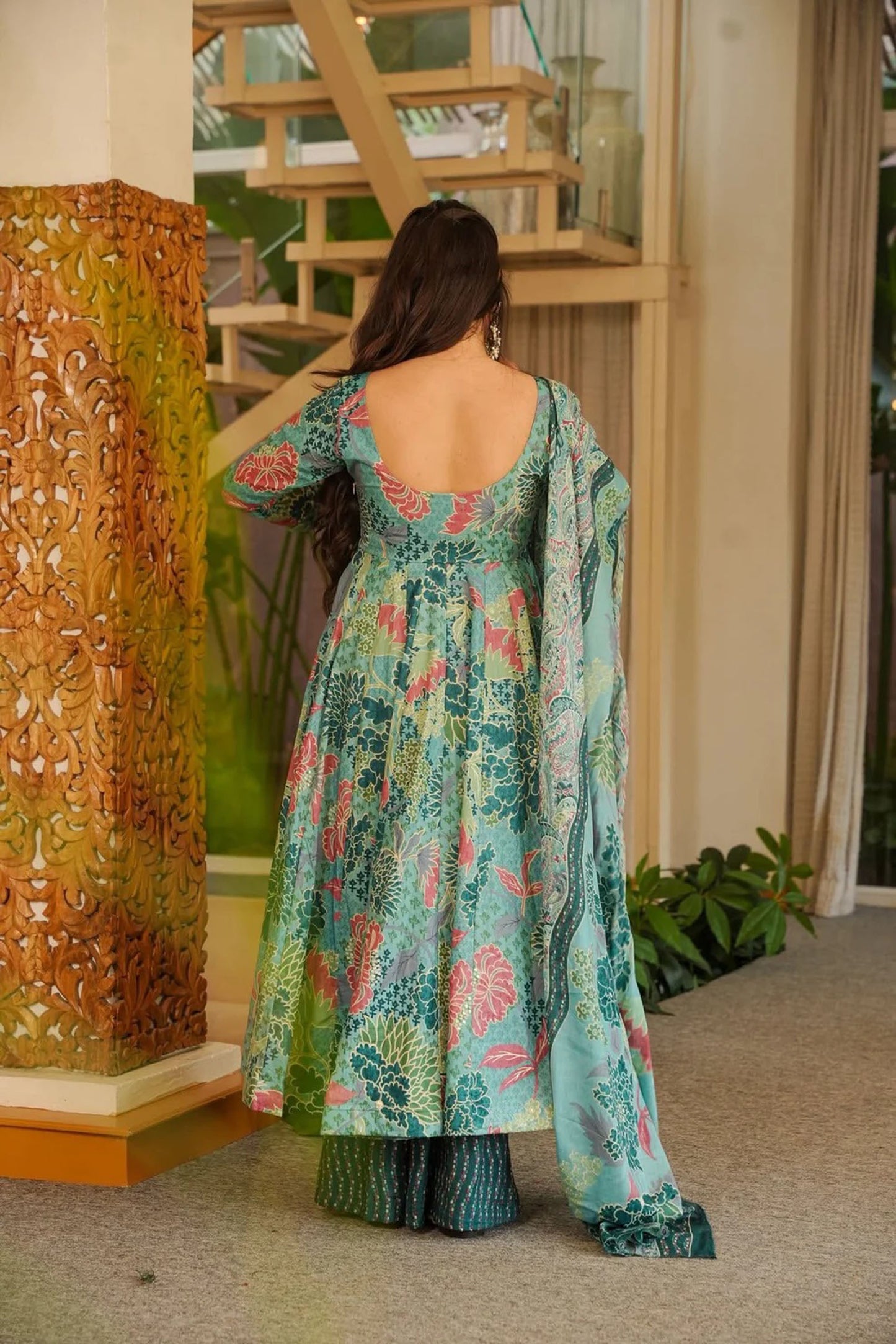 Blue Cotton Silk Suit Set with Dupatta