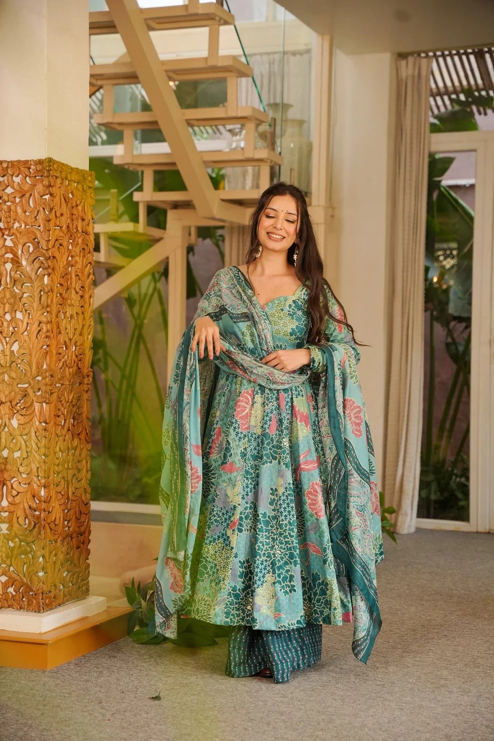 Blue Cotton Silk Suit Set with Dupatta