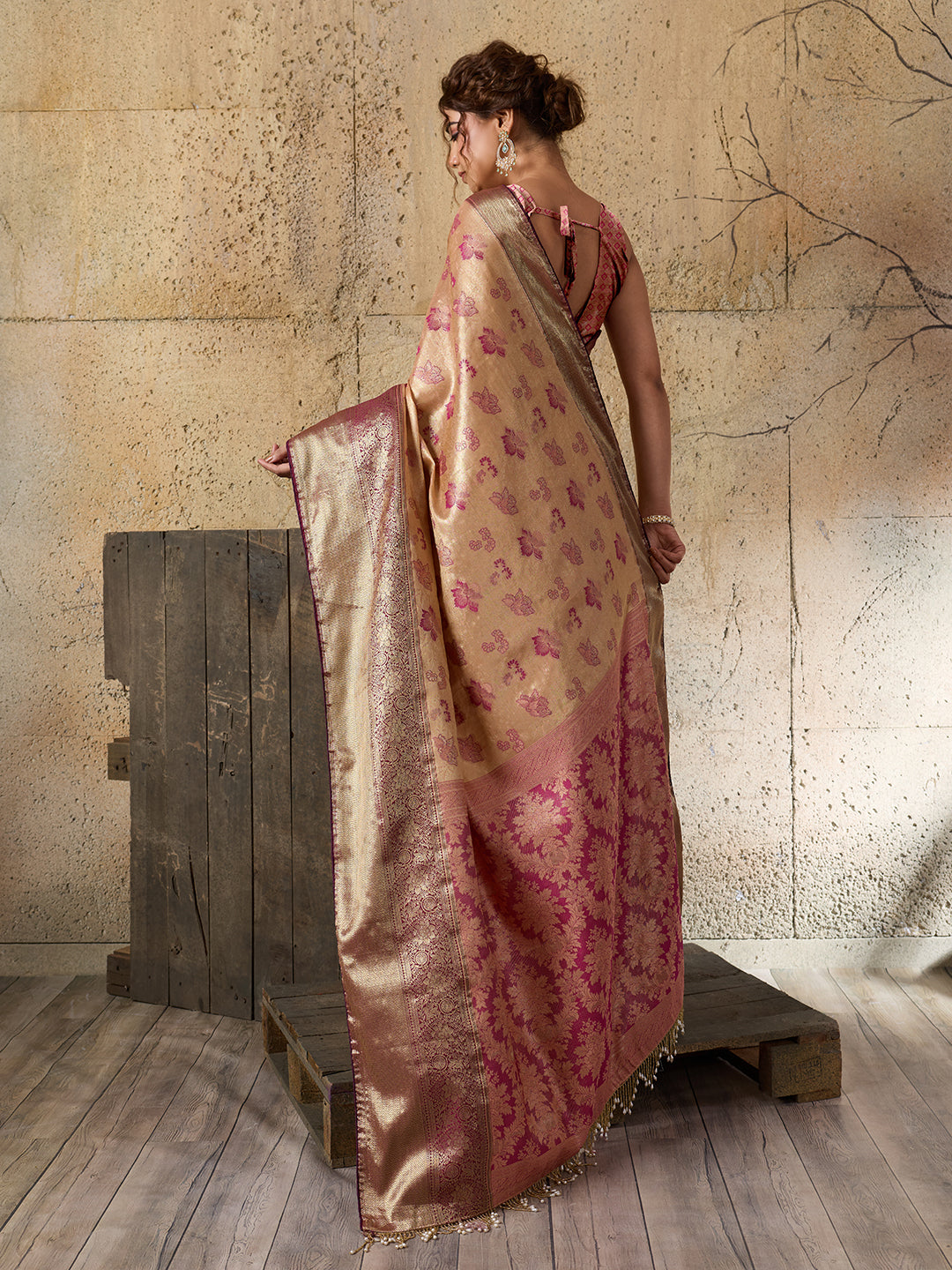 Red Tissue Silk Woven Jari Saree