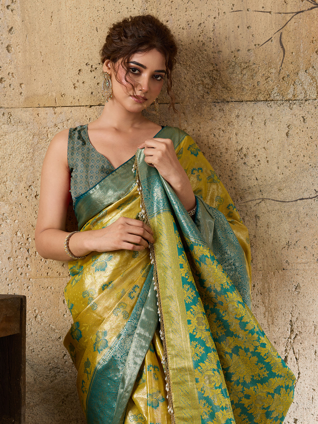 Mustard Soft Silk Saree with Woven Zari Pallu and Unstitched Blouse