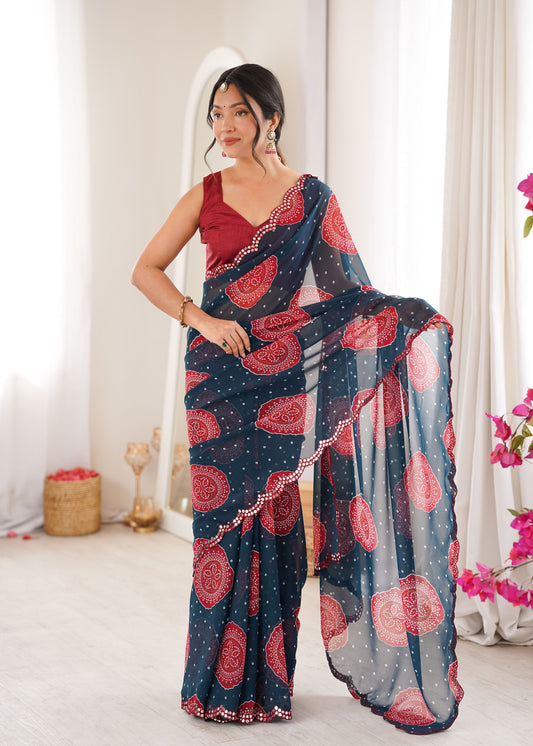 Georgette Bandhani Printed Saree