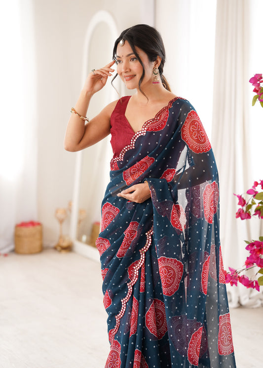 Georgette Bandhani Printed Saree