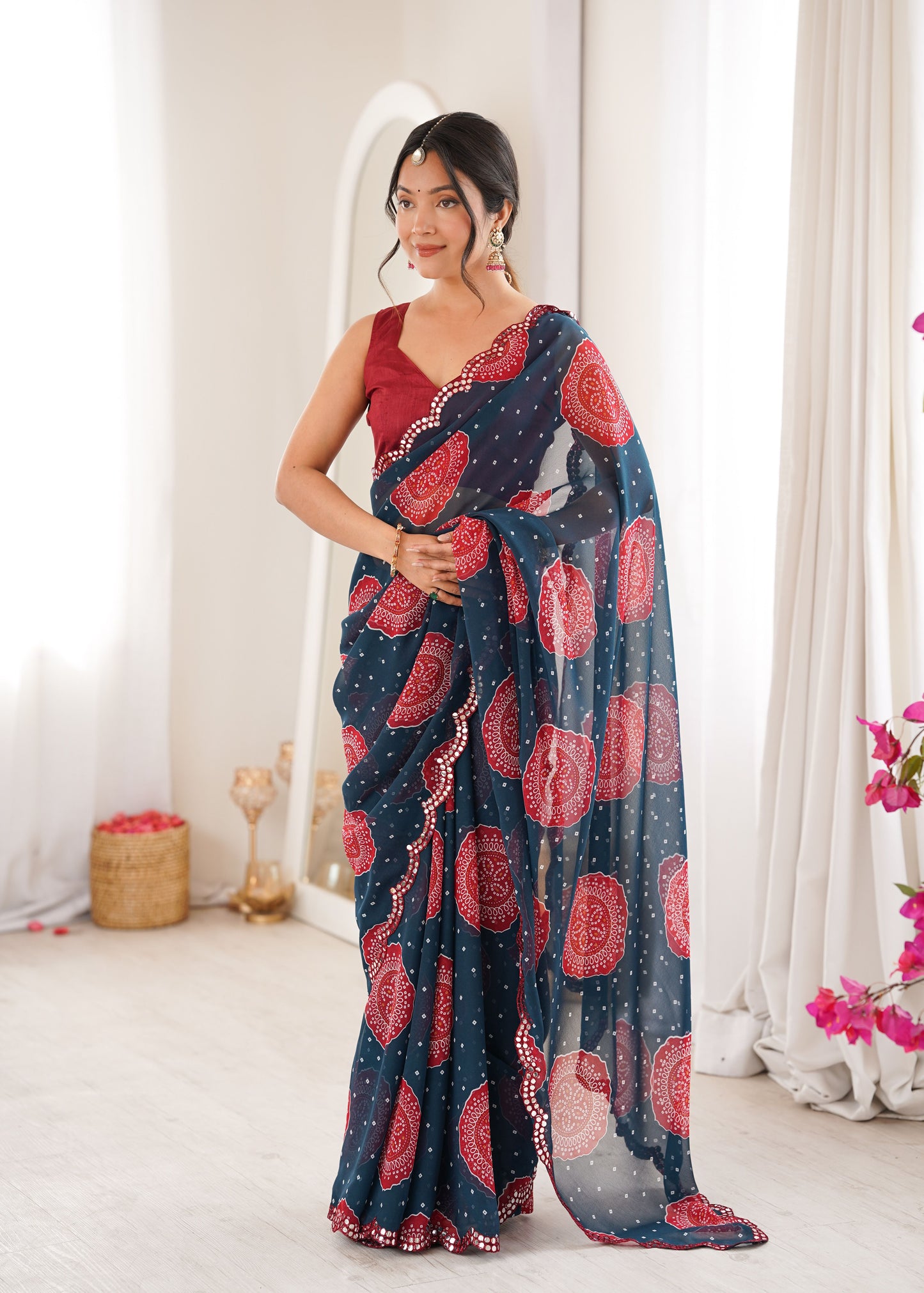 Georgette Bandhani Printed Saree