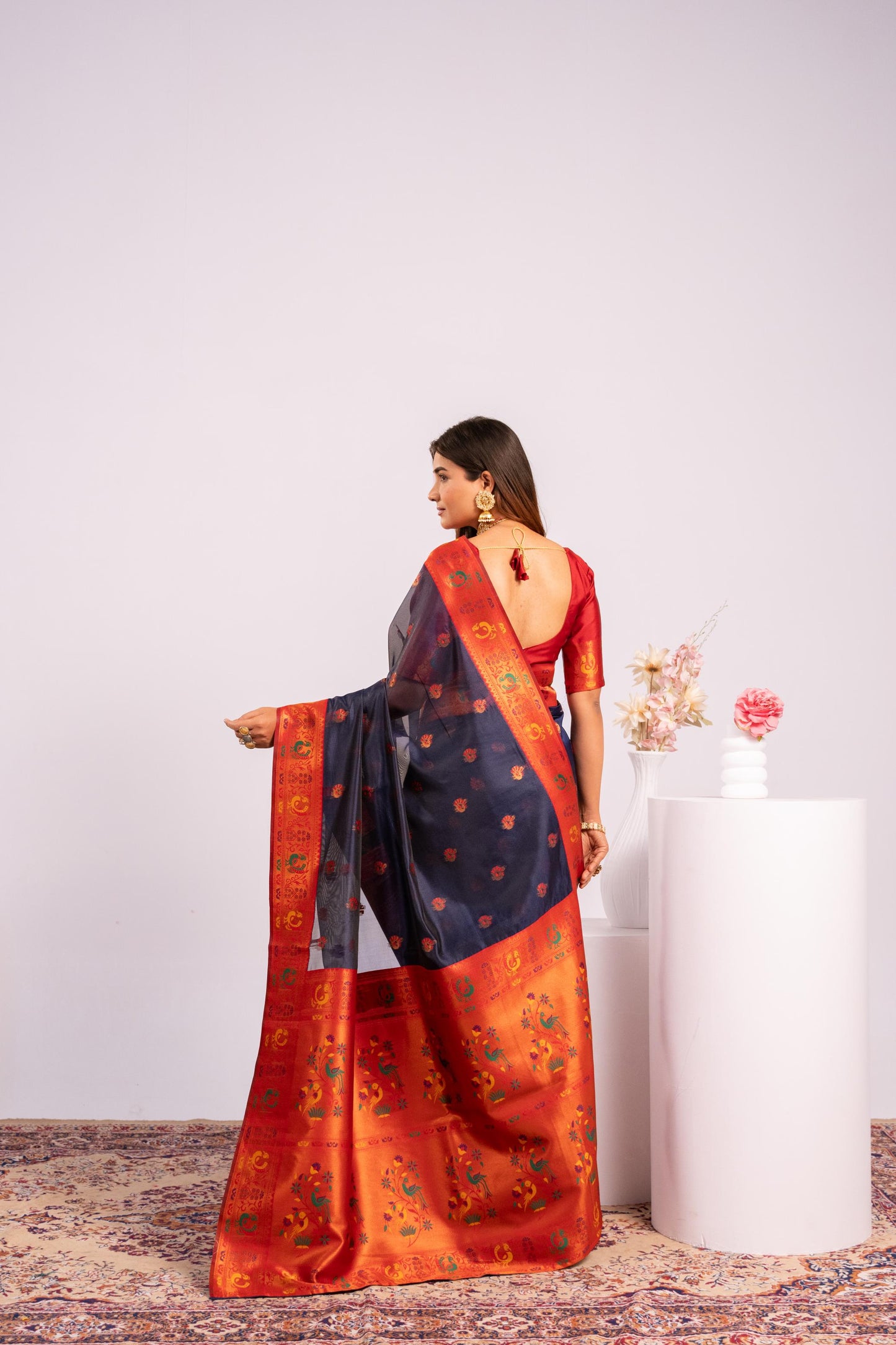 Red Tissue Silk Woven Jari Saree