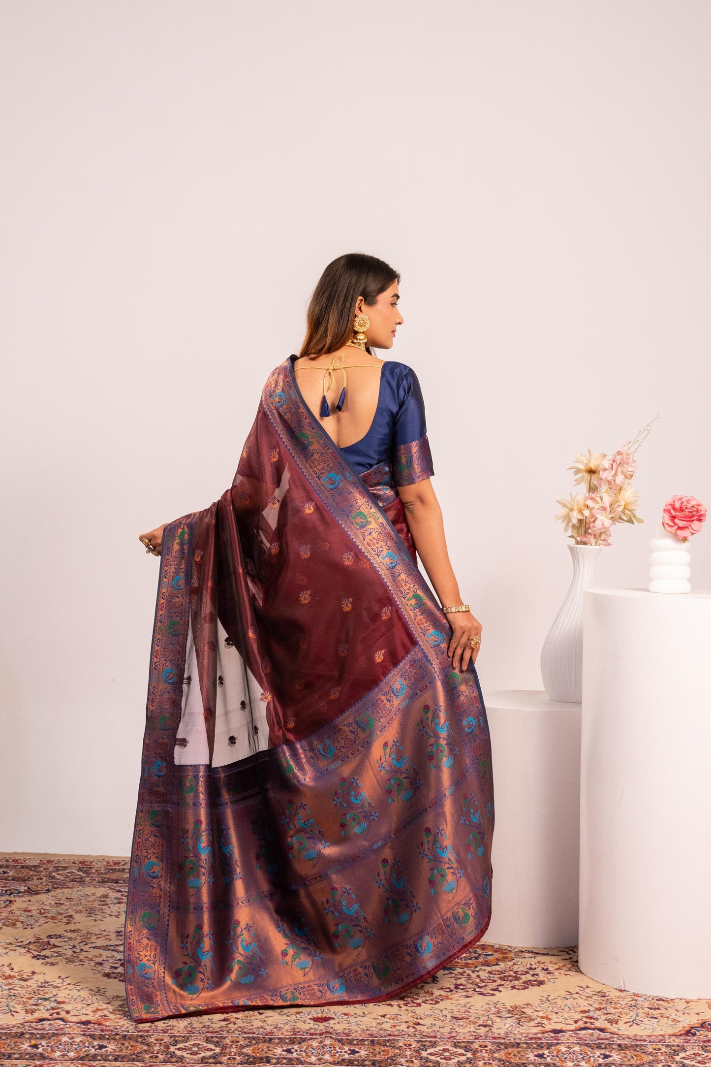 Red Tissue Silk Woven Jari Saree