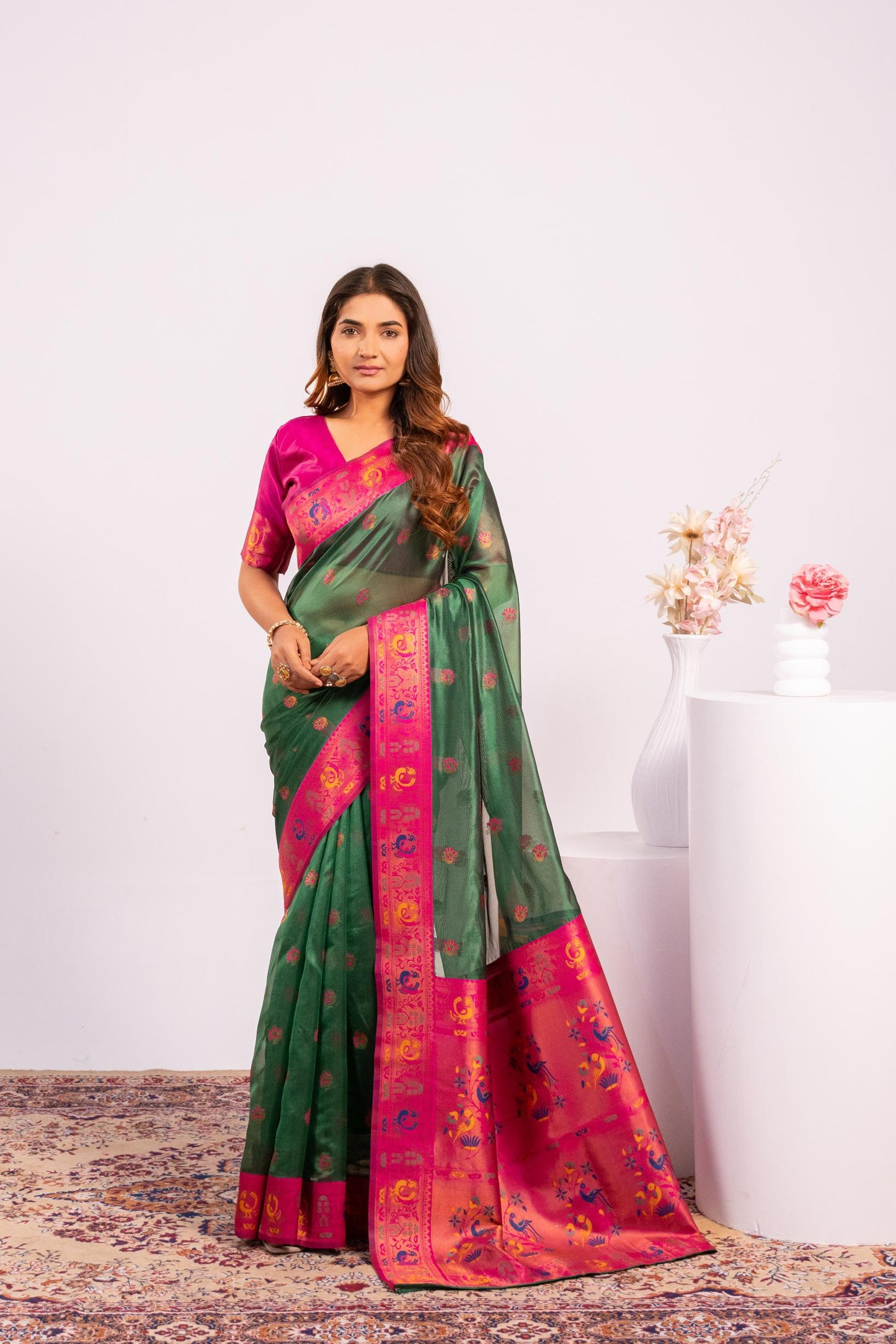 Red Tissue Silk Woven Jari Saree
