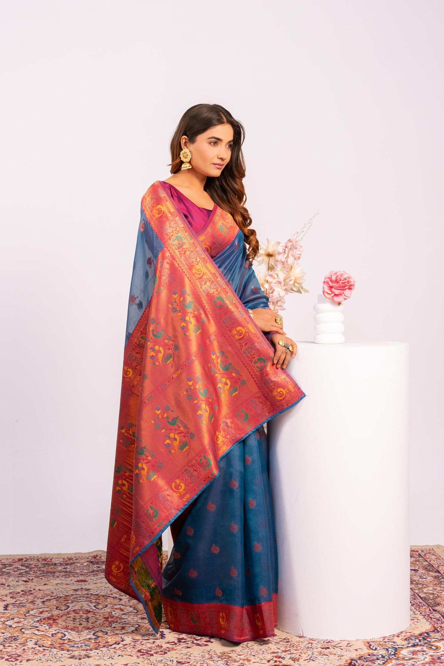 Red Tissue Silk Woven Jari Saree