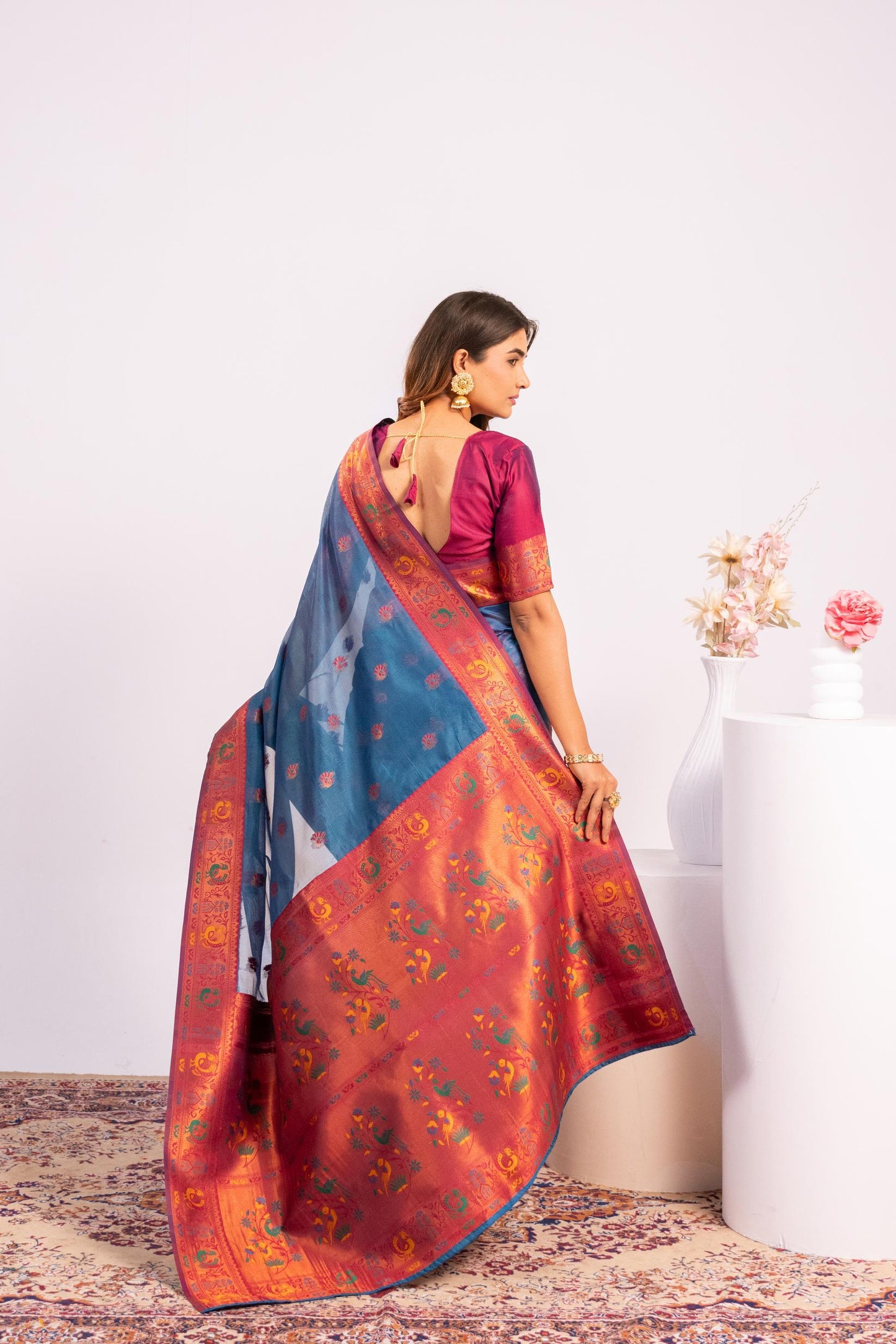 Red Tissue Silk Woven Jari Saree