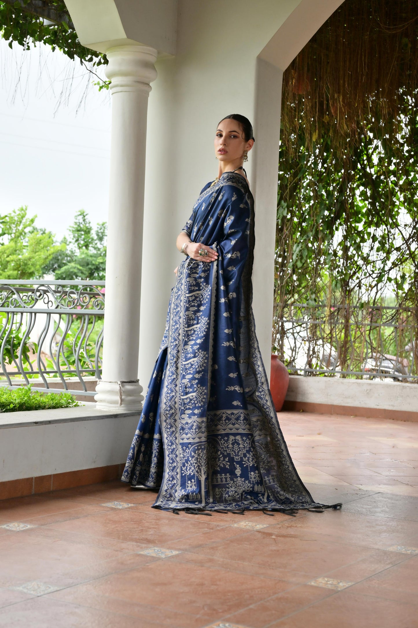 Blue Banglori Raw Silk Saree
