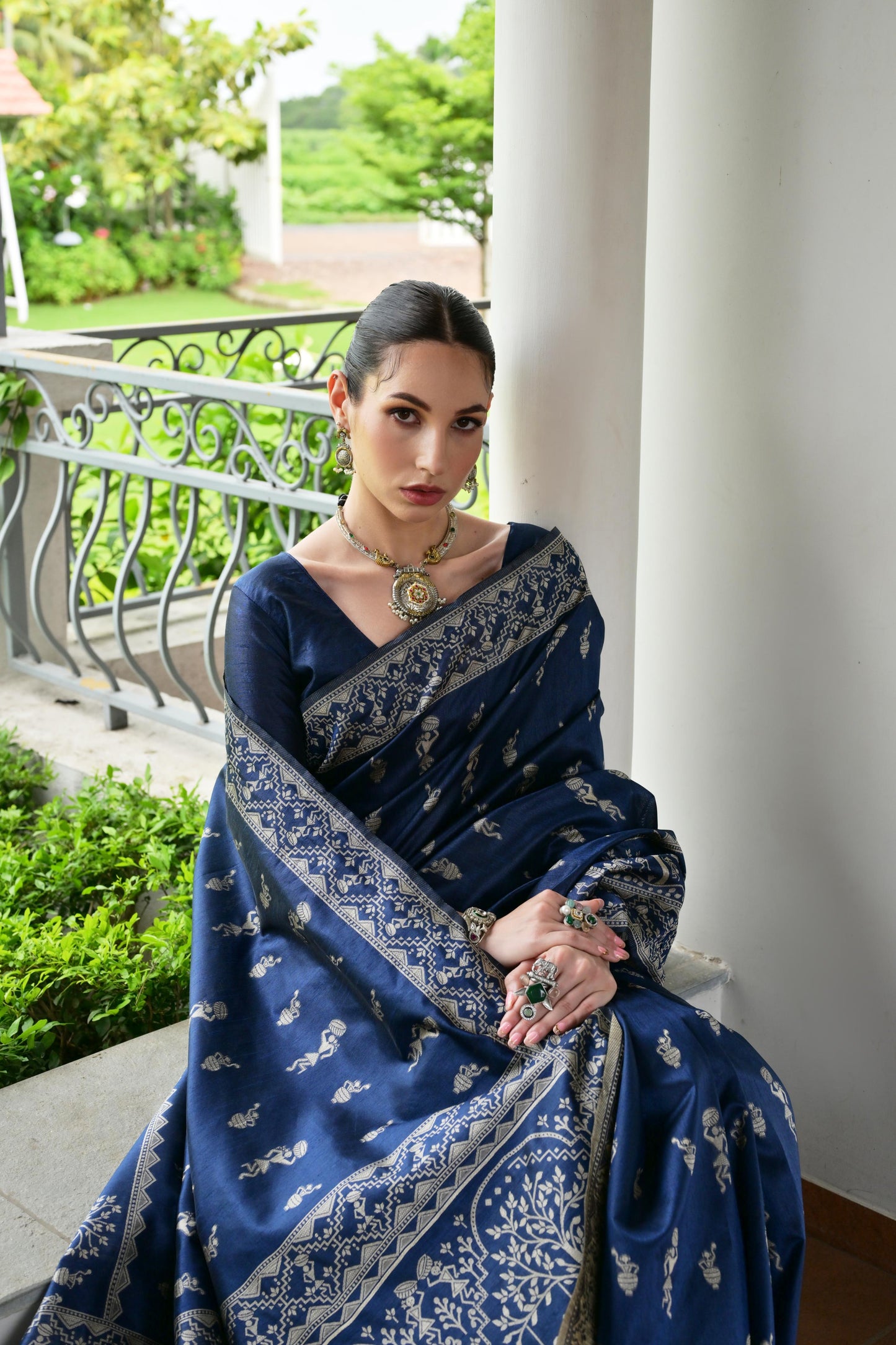 Blue Banglori Raw Silk Saree