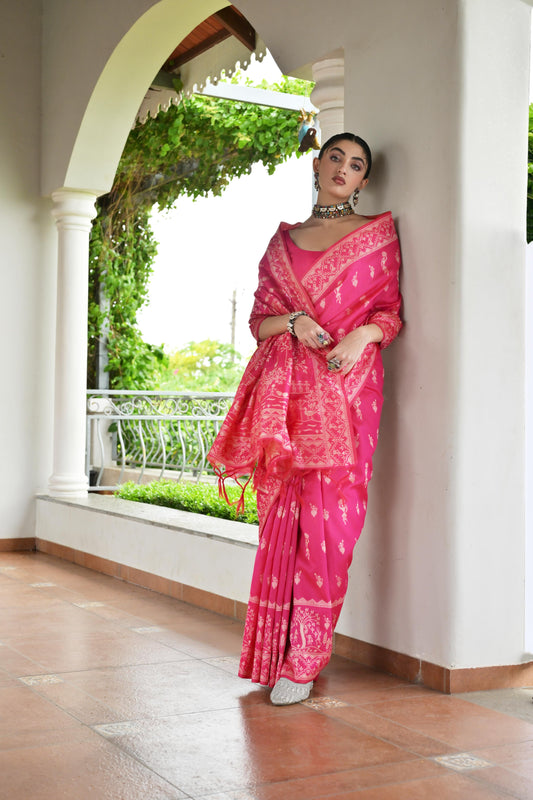 Yellow Banglori Raw Silk Saree