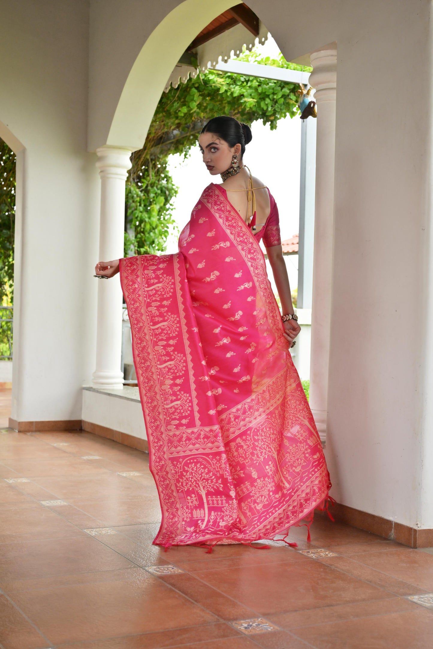Yellow Banglori Raw Silk Saree