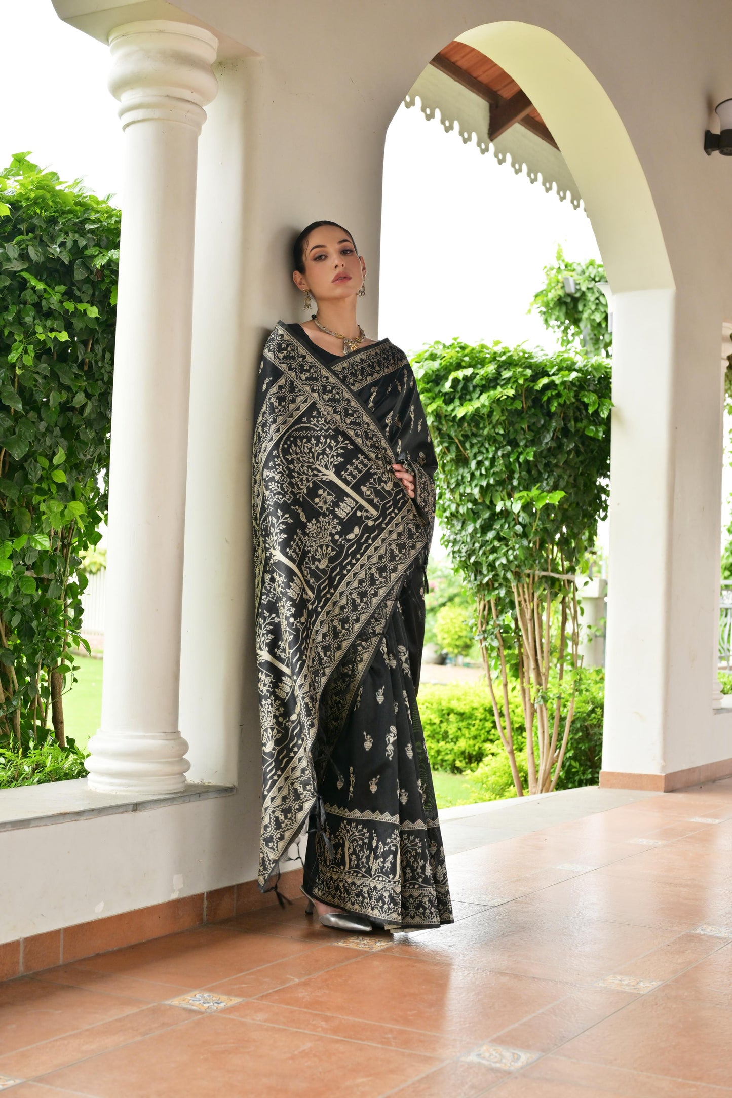 Black Banglori Raw Silk Saree