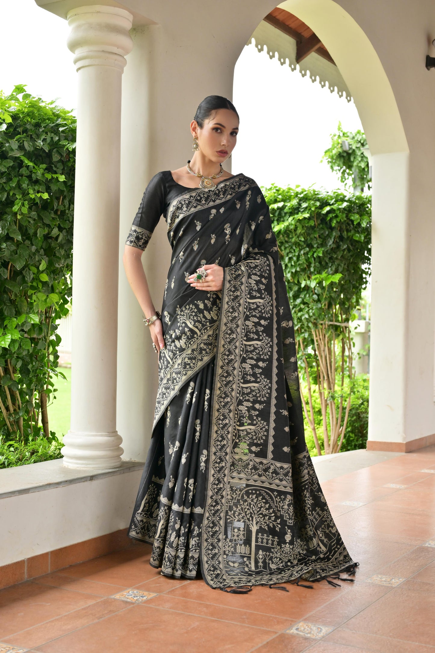 Black Banglori Raw Silk Saree