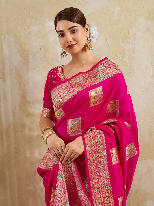 Sea Green Silk Blend Woven Designer Saree