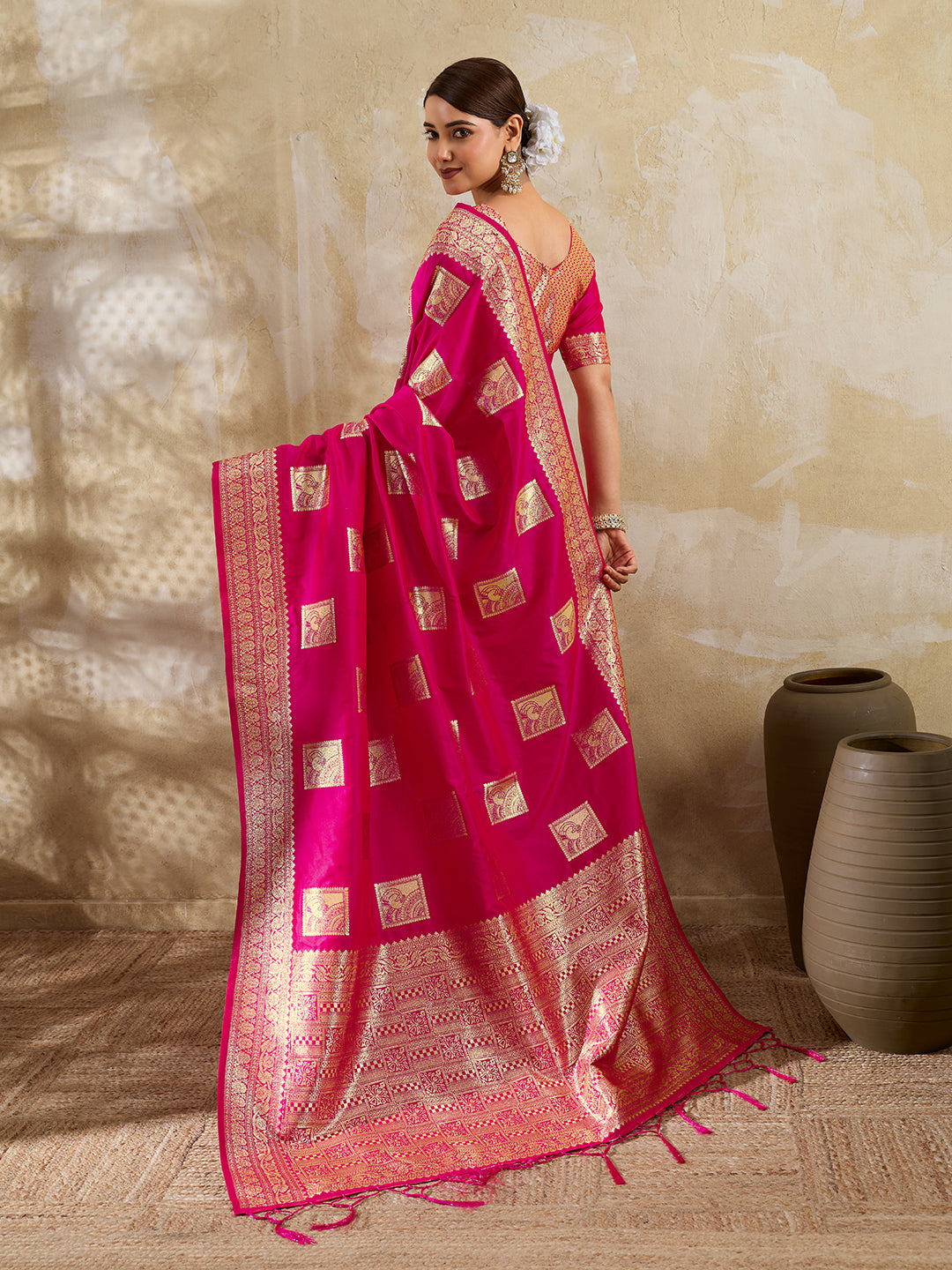 Sea Green Silk Blend Woven Designer Saree