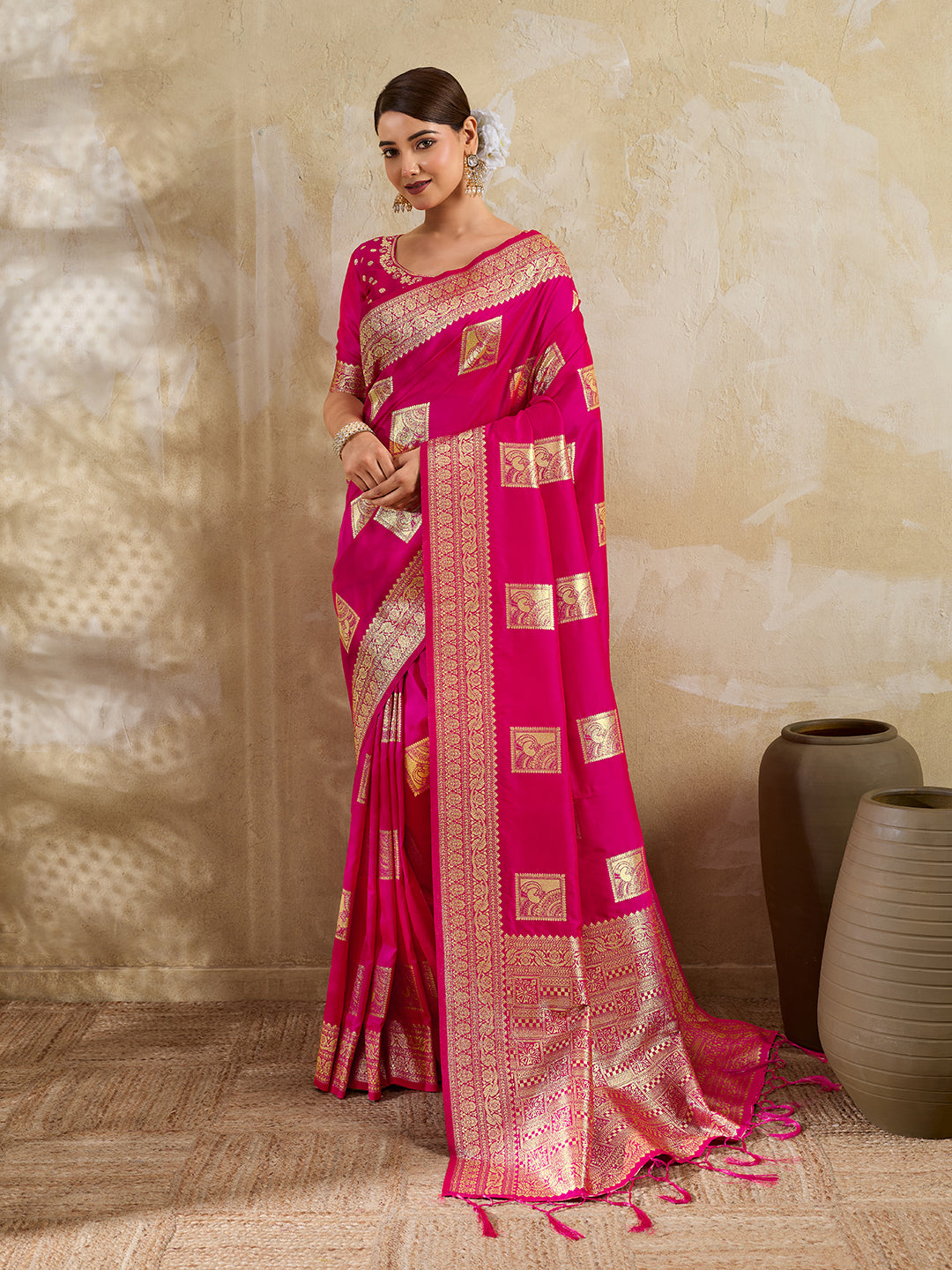 Sea Green Silk Blend Woven Designer Saree