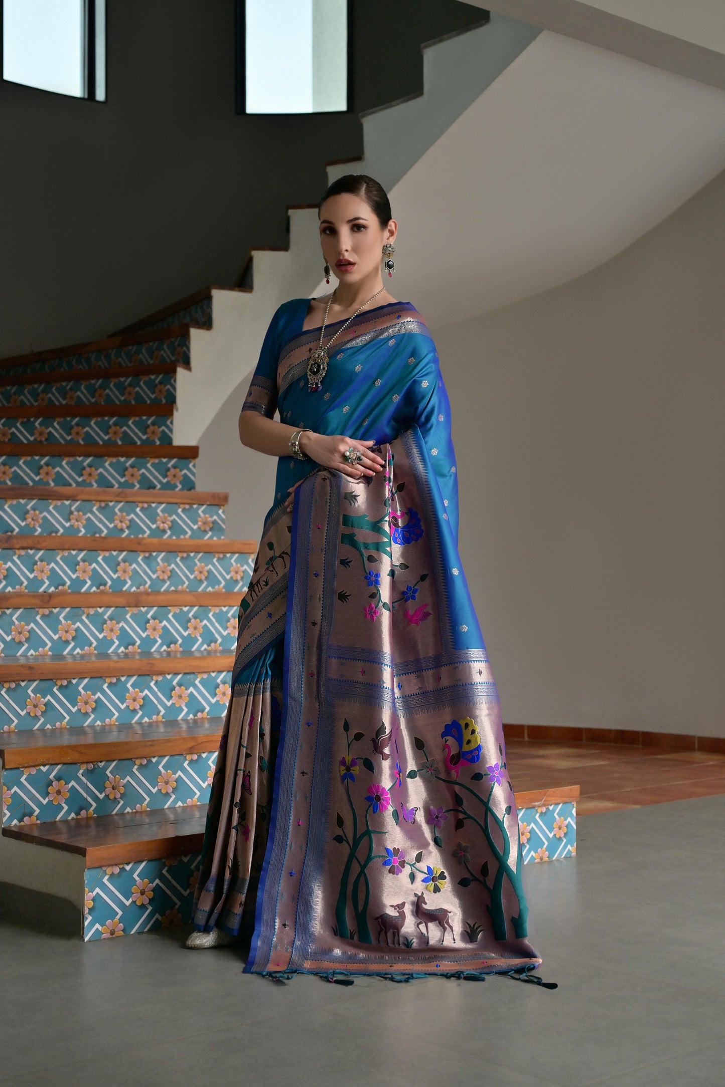 Blue Banarasi Silk Saree