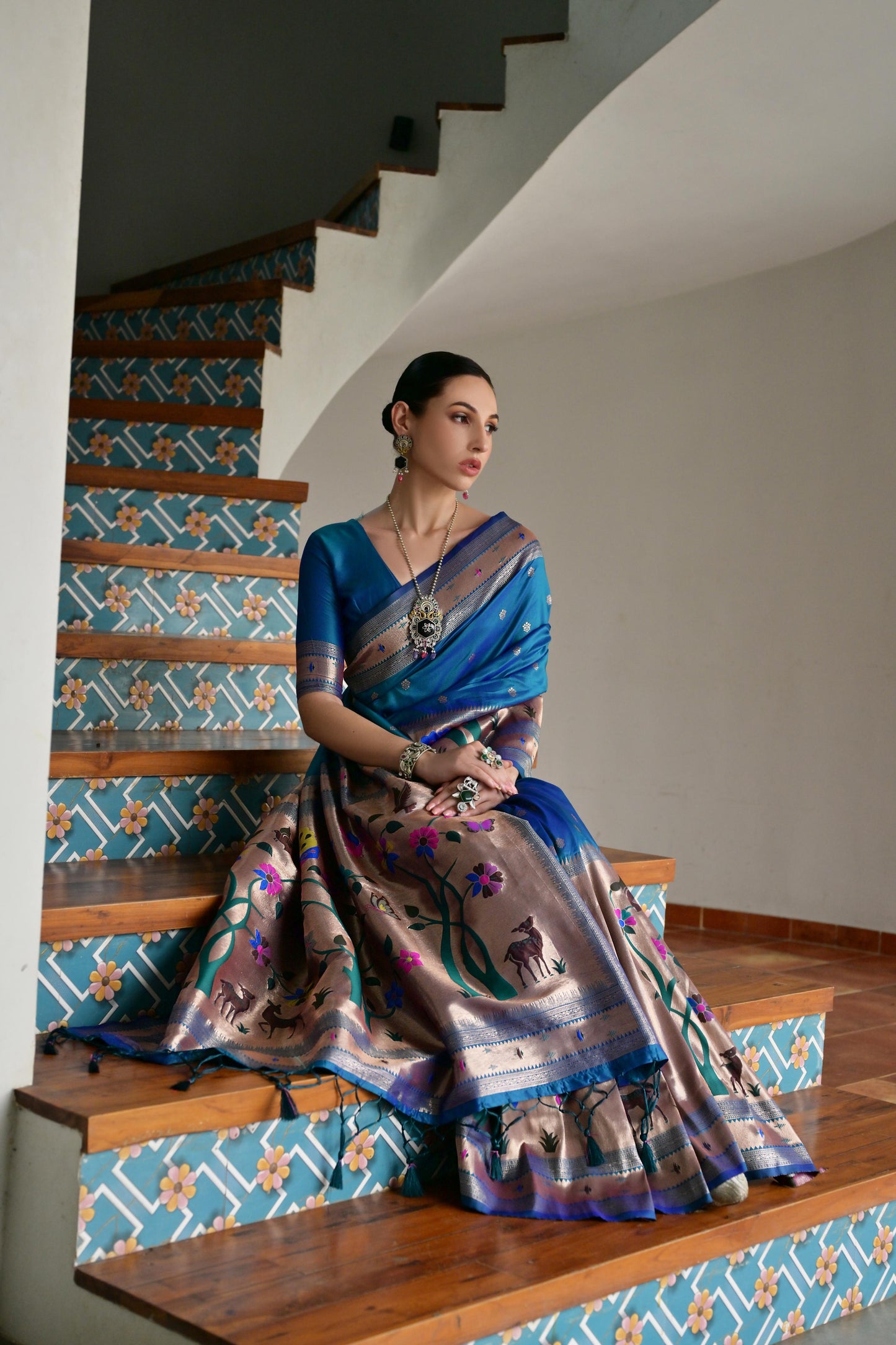 Blue Banarasi Silk Saree