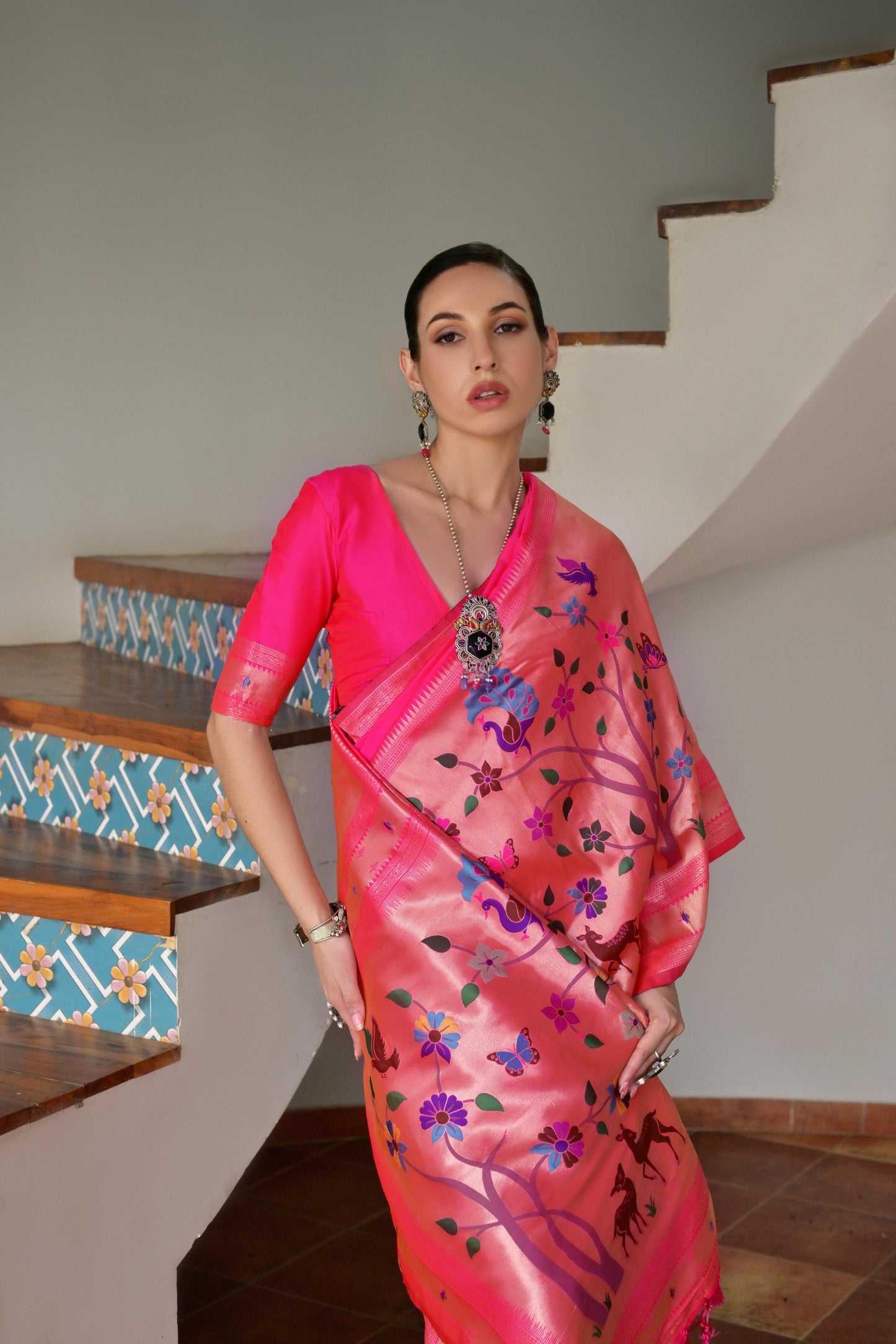 Pink Banarasi Silk Saree