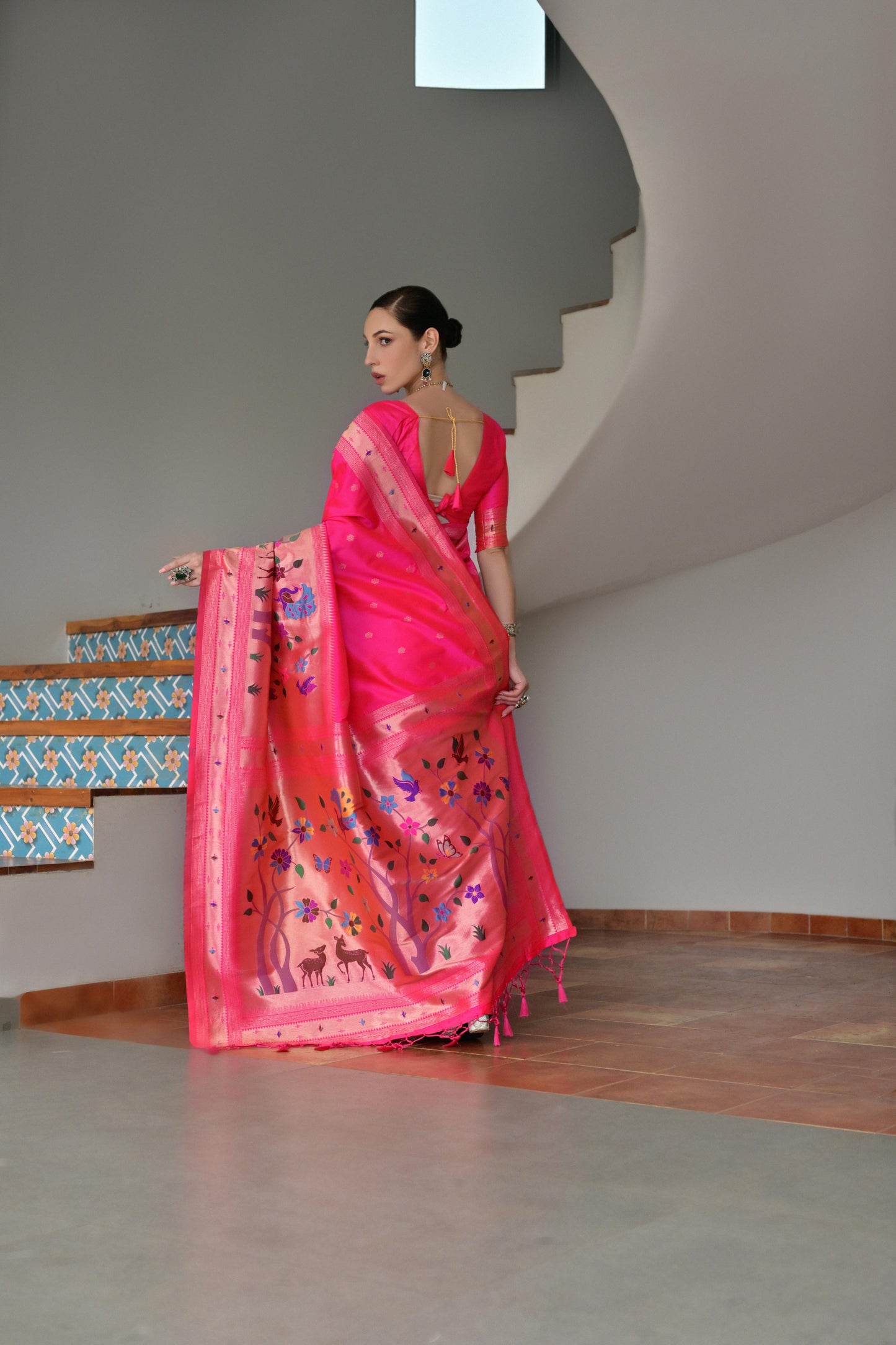 Pink Banarasi Silk Saree