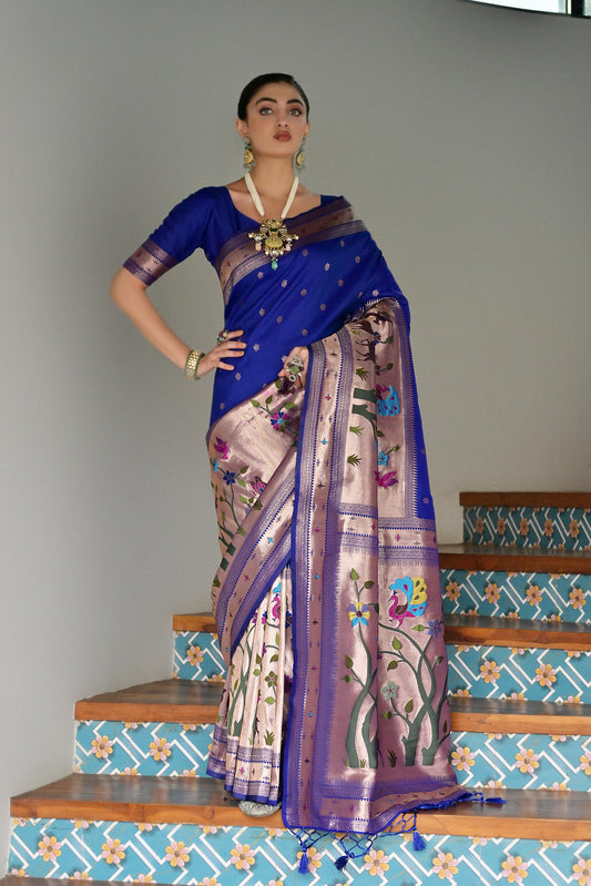 Royal Blue Banarasi Silk Saree