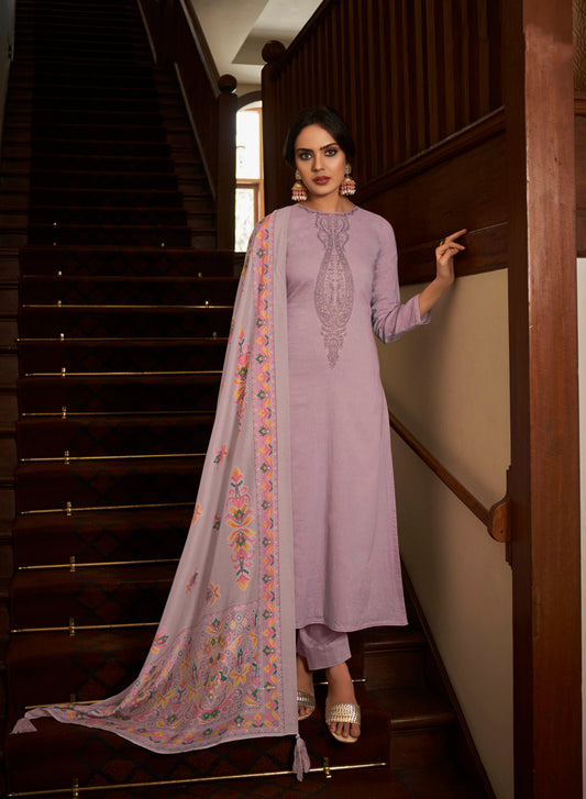 Purple Cambric Cotton Kurta Set with Dupatta