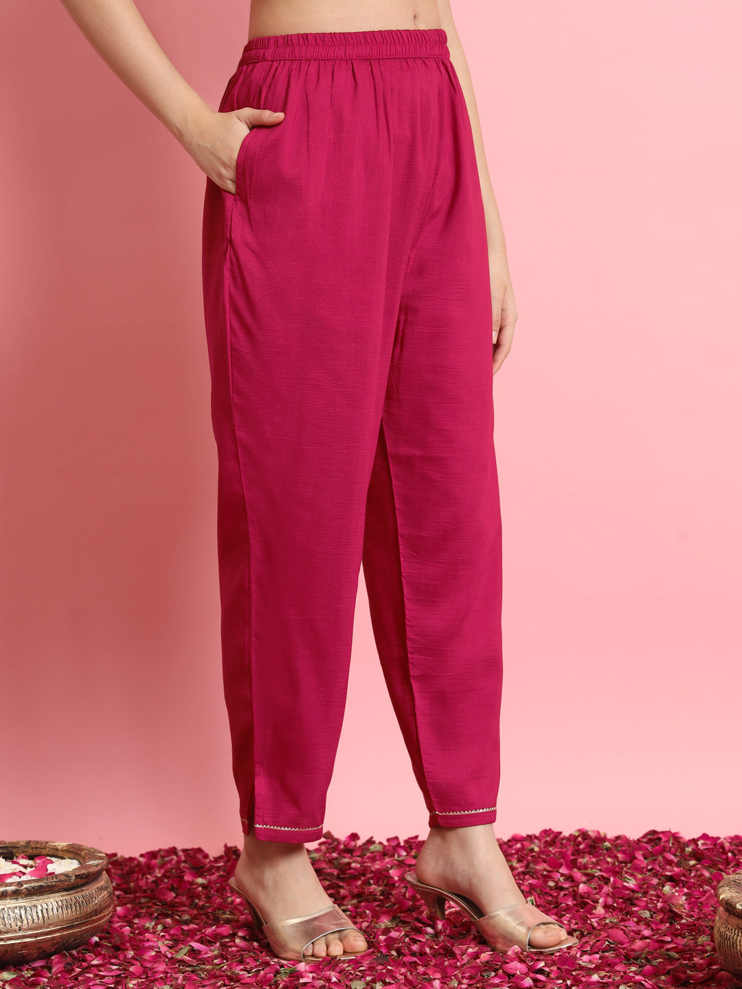 Pink Silk Blend Embroidery Work Kurta Set