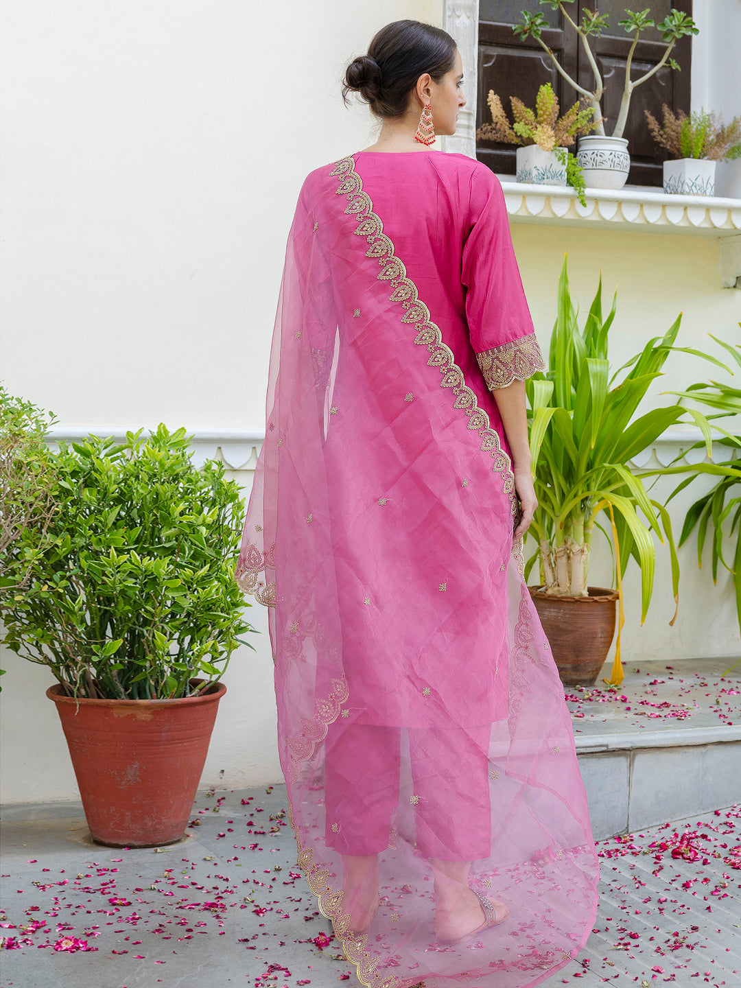 Pink Silk Blend Embroidery Work Kurta Set